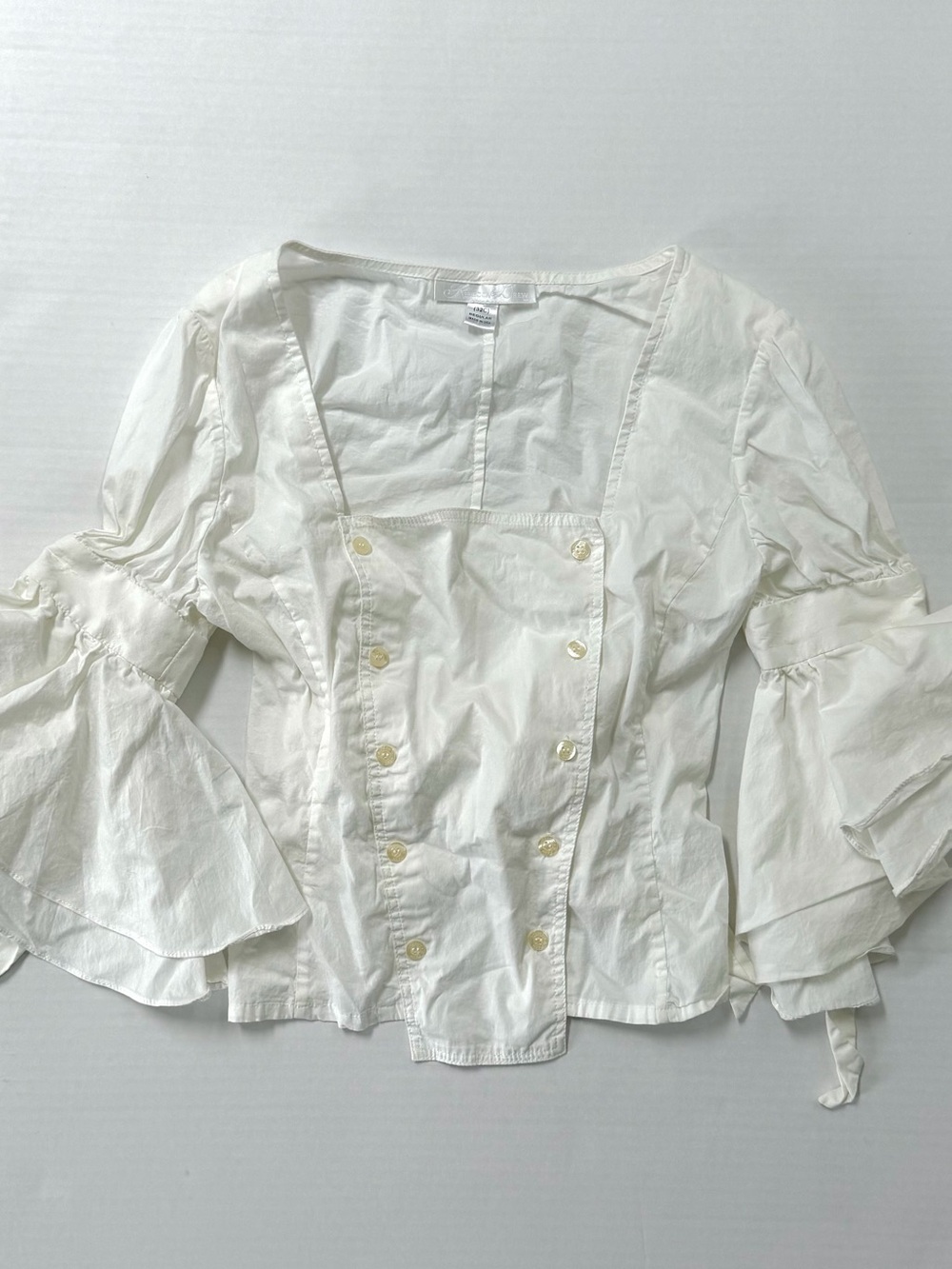 Rebecca & Drew White Corset Puff Bell Sleeve Top Renaissance Piratecore Goth 32C